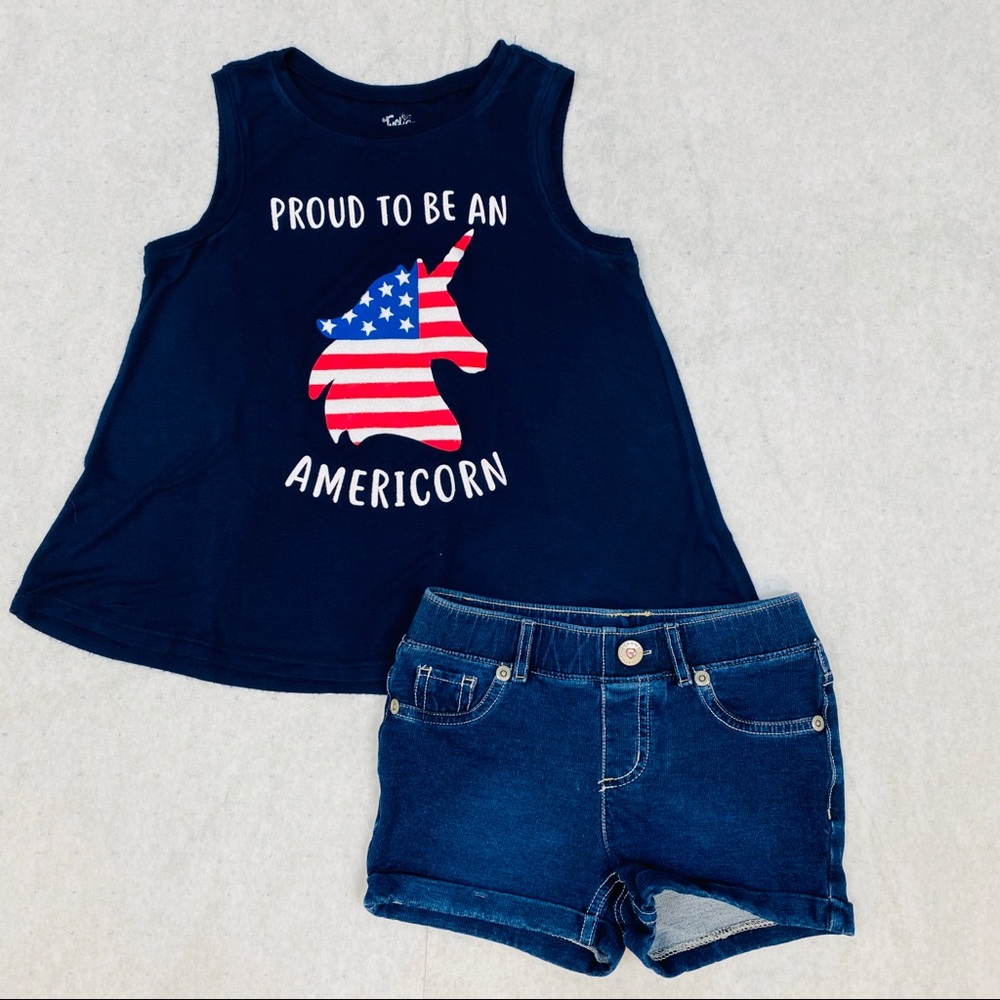 Justice top/denim stretch girls set